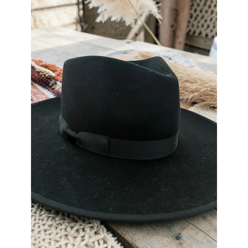 NEW Lack of Color Noir‎ Rancher Hat Black Wool Fedora Western Size Medium Boho